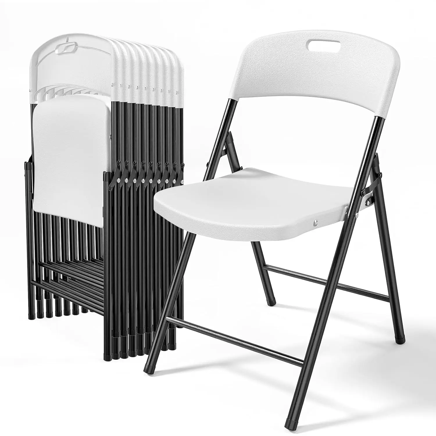 10-Pack White Plastic Folding Chairs, Portable Seat with Sturdy Steel Frame for Indoor & Outdoor Use, Perfect for, Customized