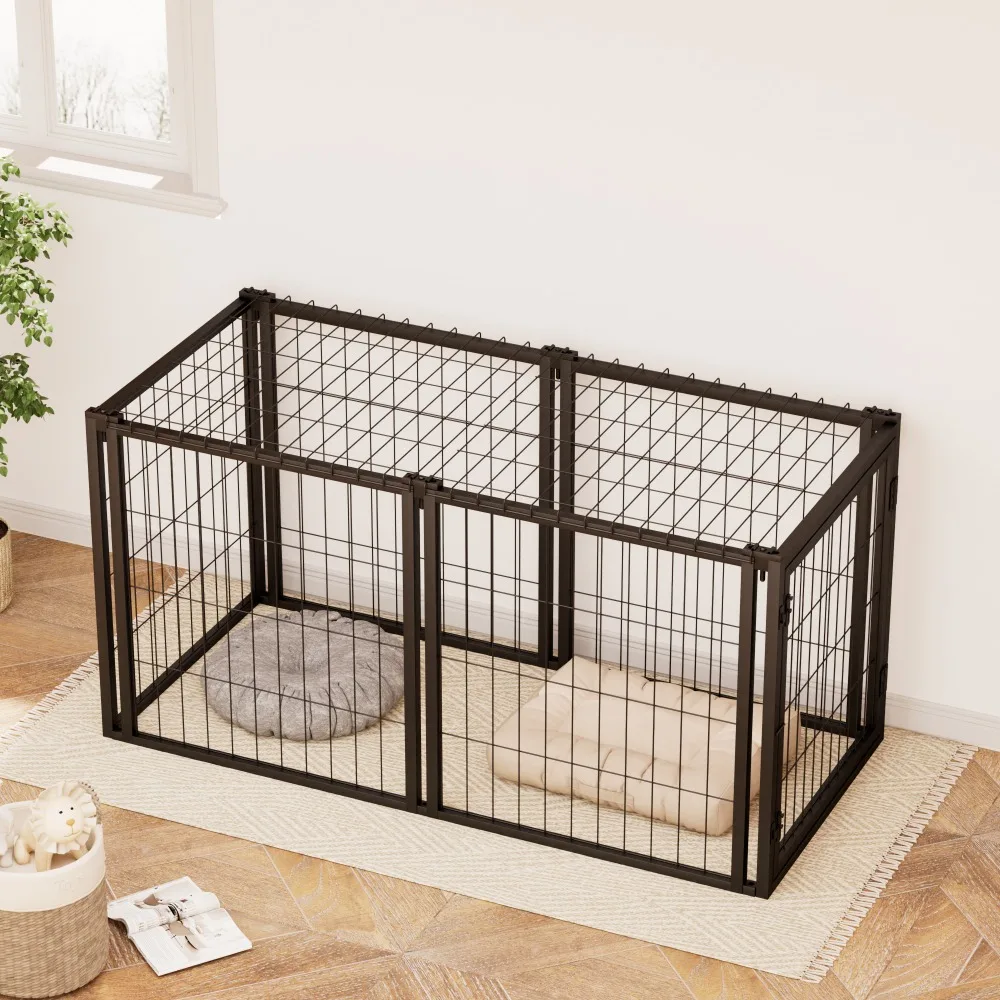 

Dog Crate 47.2" Dog Kennel for Small Medium Dogs, Puppy Dog Playpen with Top, Pet Cage, Indoor, Black.47.2"L x 22"W x 24"H.