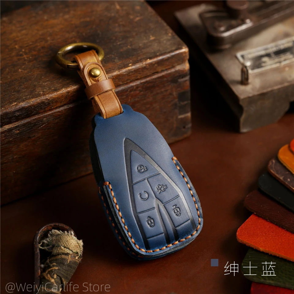 

Leather Car Remote Key Cover Case Holder shell Chain Fob For Changan New Eado Plus CS75PLUS Ultra UNI-K UNI-T UNIV UNIZ X7 Plus