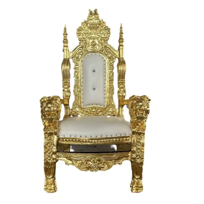 Gift Chair Hotel Lobby Gold Foil Silver Foil Decorative Children's King  Backrest Carved Chair