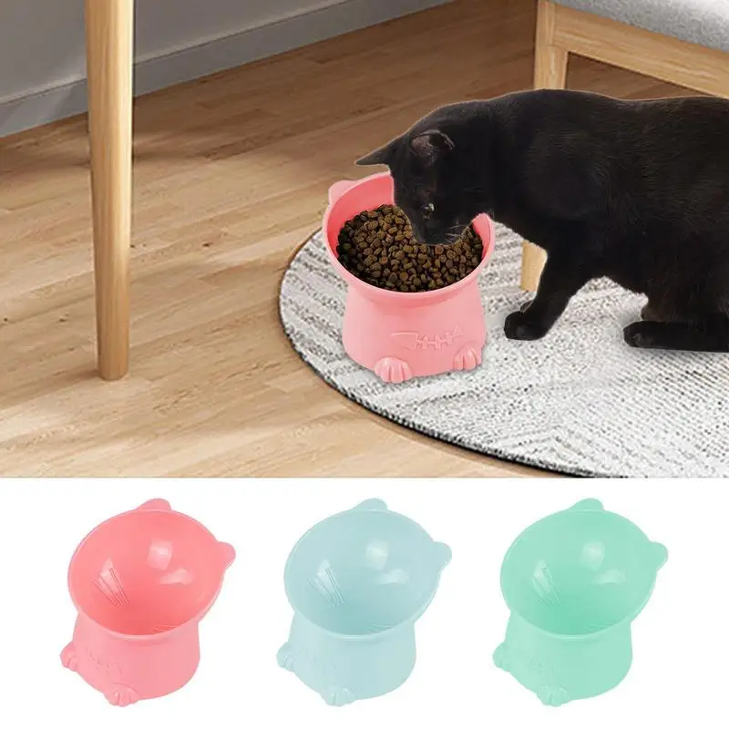 Raised Cat Bowl Cat Design Cat Bowls Elevated Cat Food Bowl Cat Dish Anti-Slip And Anti-Noise Raised Cat Bowl Protecting Pet's