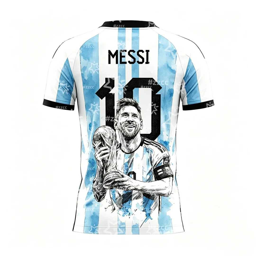 Camiseta de Fútbol Messi Número 10, Talla 25-26, Conjunto de Entrenamiento, Regalo para Aficionados Argentinos, Ropa Deportiva de Verano para Hombre, Ropa para Niños, Jersey de Ciclismo ﻿