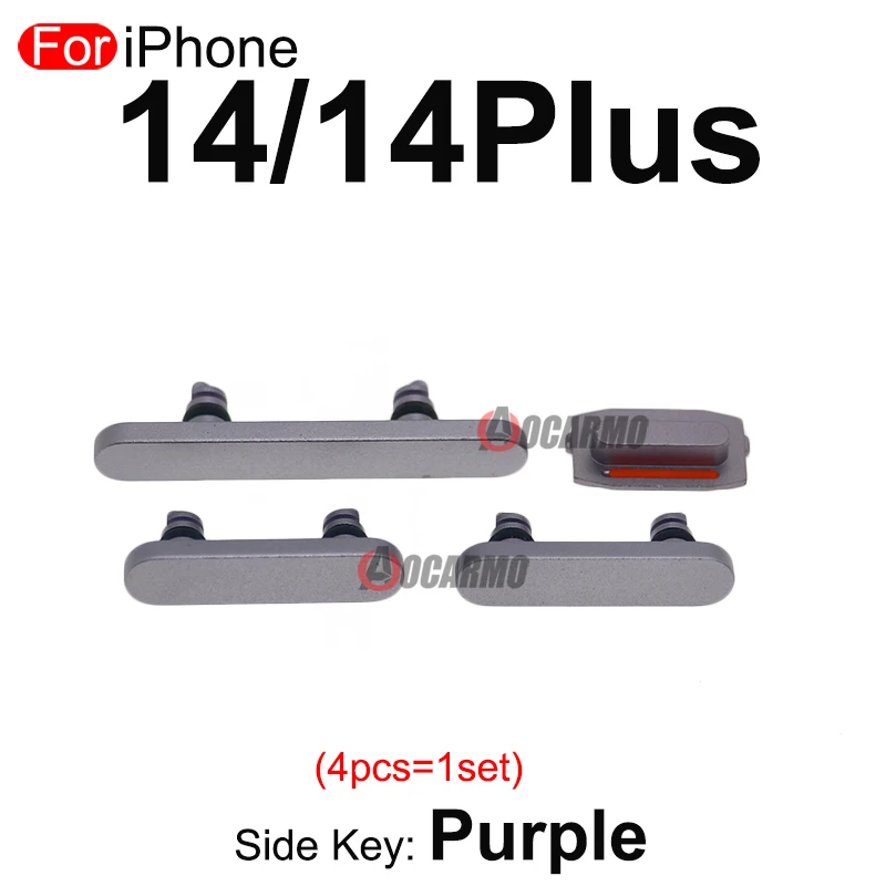 Aocarmo For Apple iPhone 14 / 14p 14 Plus Side Key Power On Off Volume Mute Buttons Replacement Parts Midnight Starlight Blue