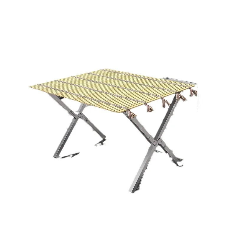 Street stall rack, portable, retractable rack, foldable outdoor camping bamboo mat stall table
