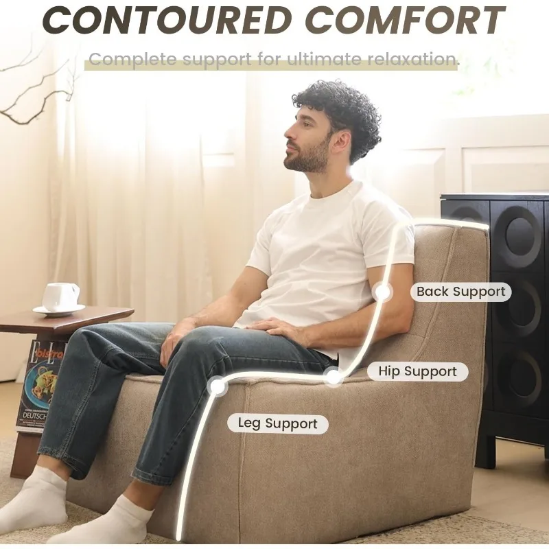 Sofá de chão preguiçoso, cadeira de fogo de 82,68 ", cadeira de saco de feijão, sofá de canto relaxante de 3 lugares, sofá de compressão para Livi