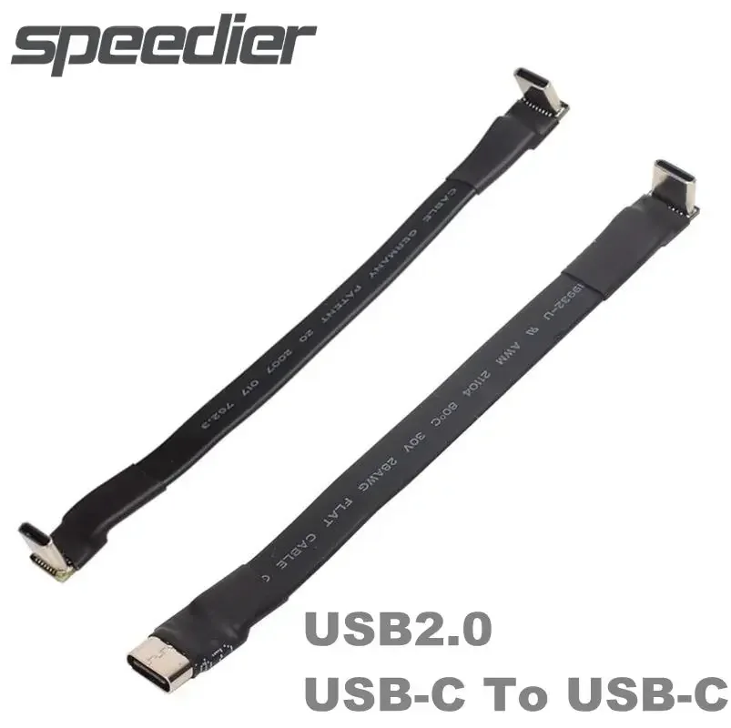 USB 2.0 Type-C C Ленточный плоский кабель Экранированный удлинитель FPC Кабель USB 2.0 USB-C 90-градусный удлинитель угла вверх/вниз 5–3 м для ТВ-ПК