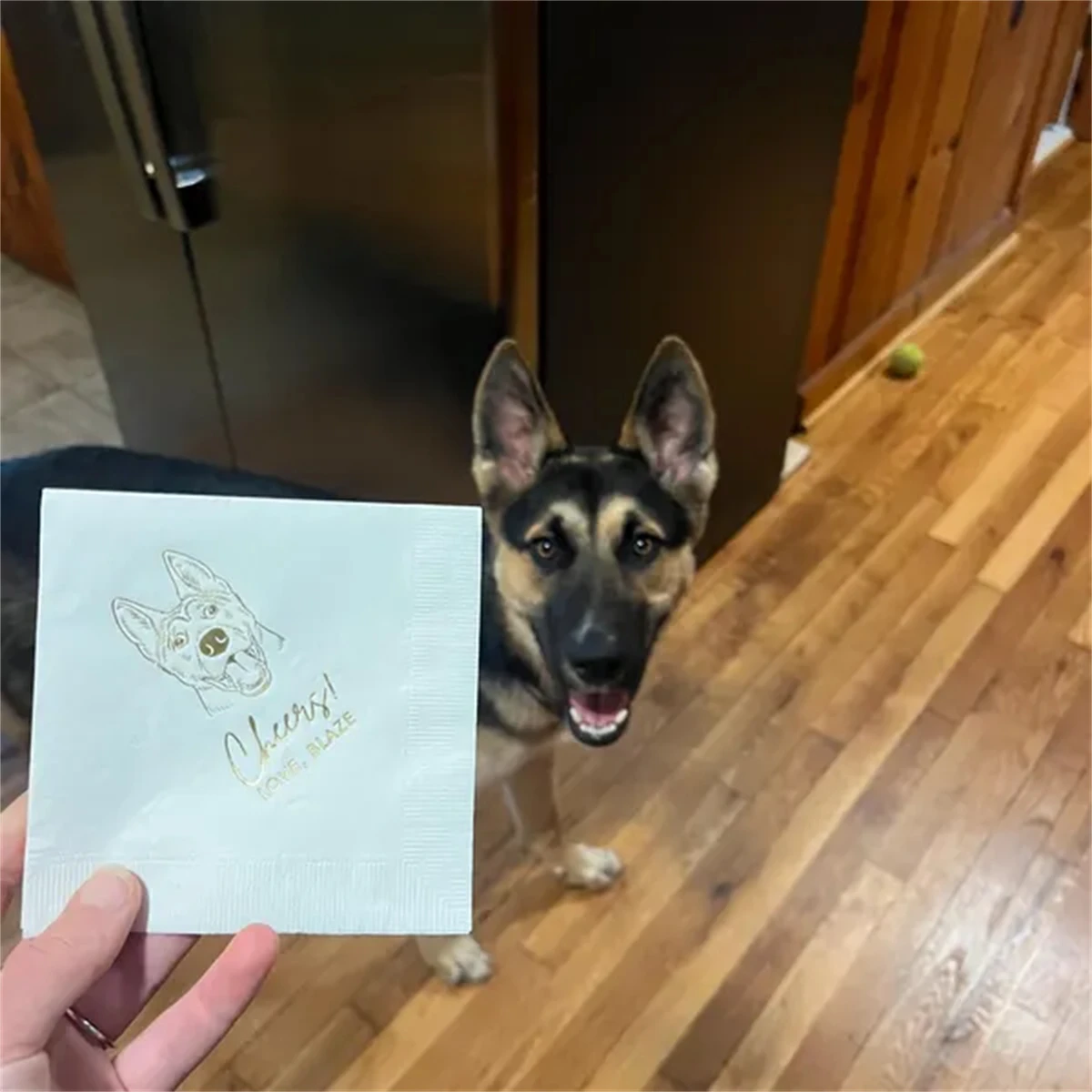 50Pcs Personalized Illustrated Dog Wedding Cocktail Napkins, Custom Engagement Party Birthday Rehearsal Dinner Pet Bar Napkins