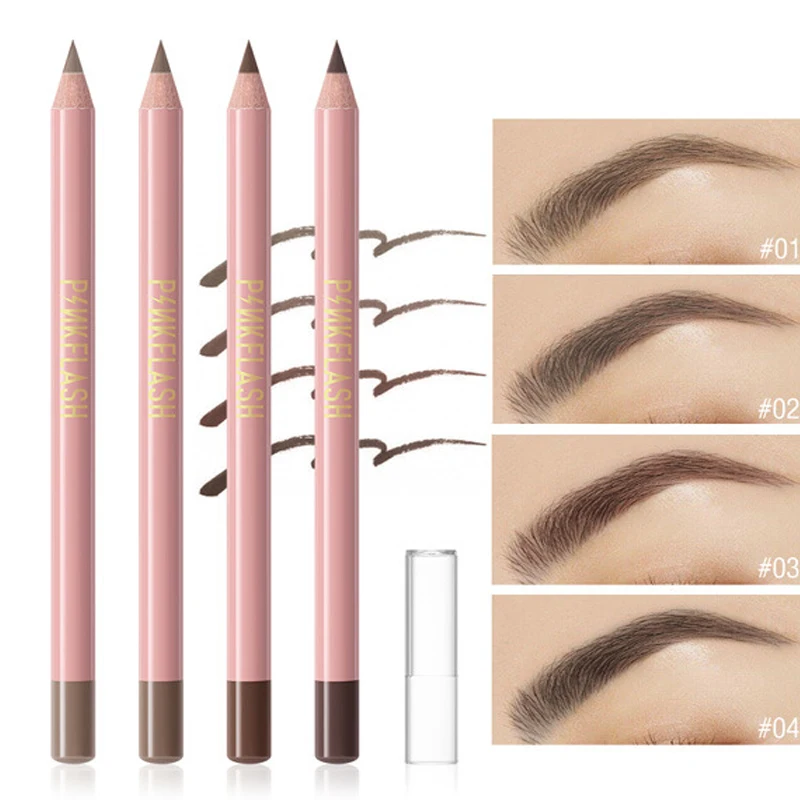 4 Color Natural Wood Eyebrow Pencil Waterproof and Sweat-proof Long Lasting Easy To Wear  Black Brown Makeup Eyebrow Cosmetics