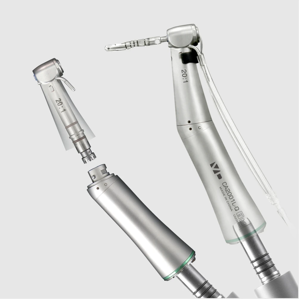 CA0142L Dental Low Speed Handpiece 1:1 Contra Angle for ø2.35mm CA Burs Push Button Straight Nose Cone Air Motor 2/4 Holes