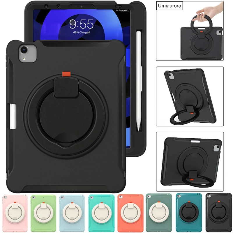 

Для IPad Mini 8,3 дюйма A17 Pro 11 12,9 13-дюймовый Air 5 10,9 M2 M3 M4 M5 Противоударный силиконовый чехол для планшета с кольцом-подставкой Armor Funda