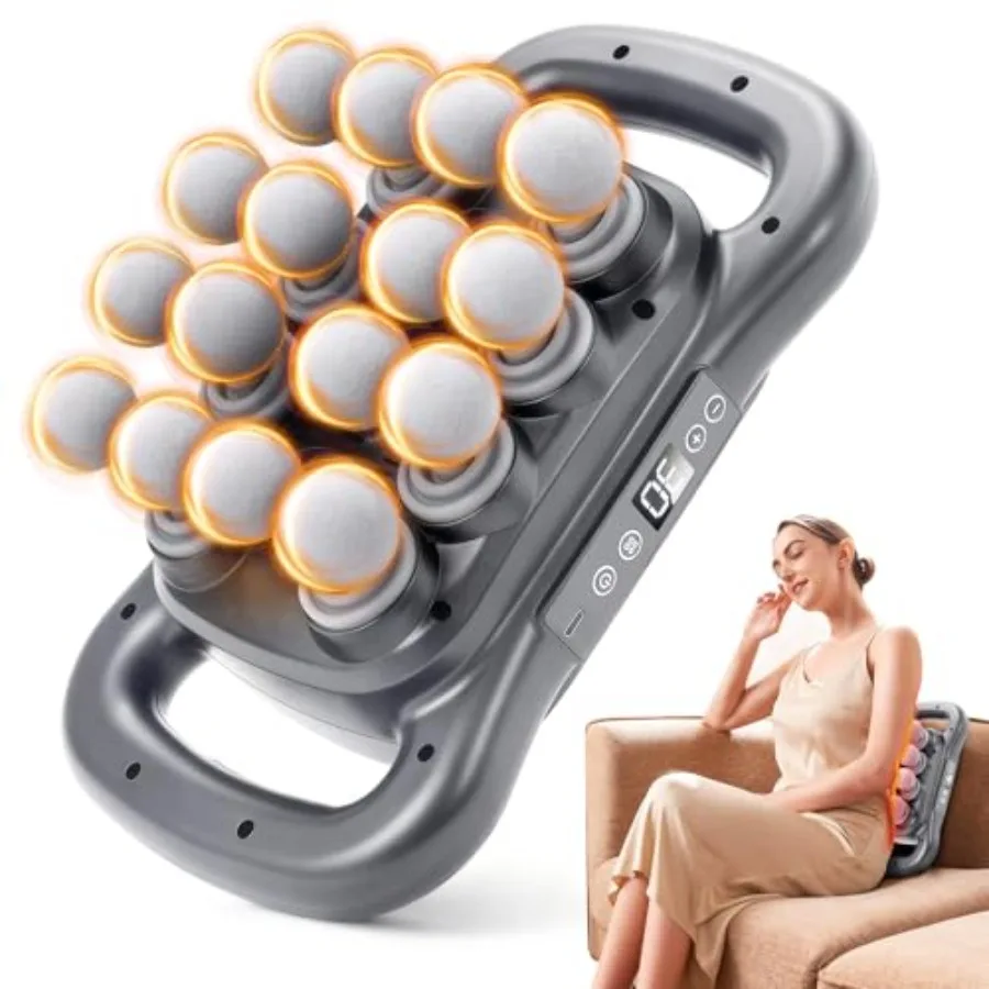 

16 Head Massage Gun Deep Tissue Relief with 9 Modes Quiet Percussion Massager for Neck/Back/Leg Pain Muscle Massager for Athlet