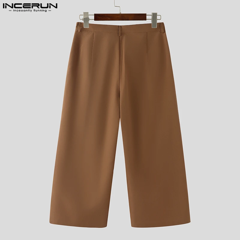 INCERUN Men Wide Leg Pants Patchwork Button Joggers Loose Casual Trousers Men Streetwear Oversize 2025 Fashion Leisure Pants