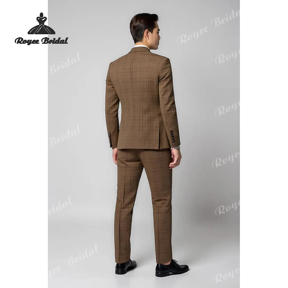 Classic Plaid Two Piece Single Breasted Men's Suit Wedding 2026 Notched Lapel Evening Suit Customized trajes para hombre