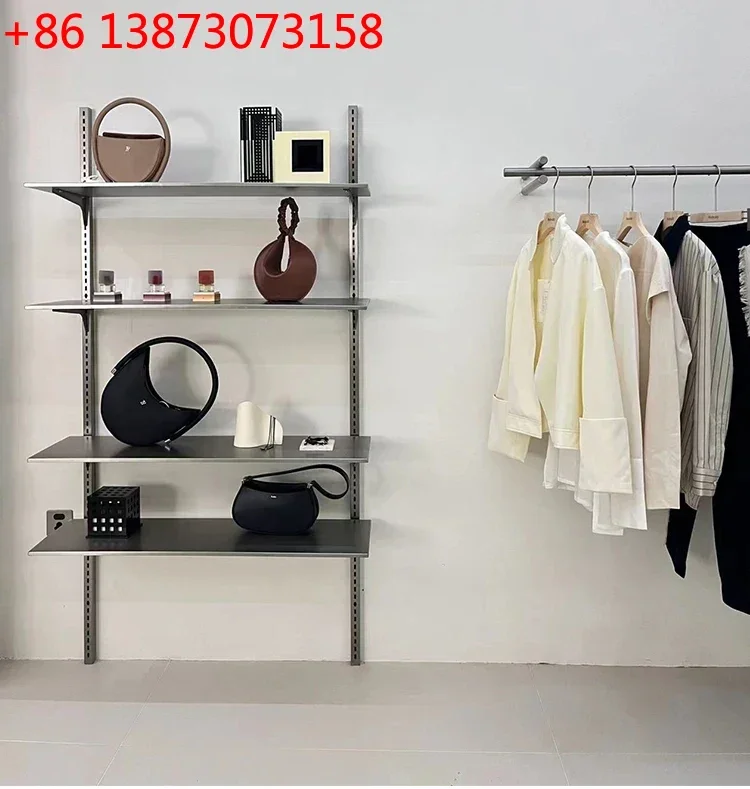 Display stand A-pillar height adjustment shoe bag rack stainless steel upper wall multi-layer storage