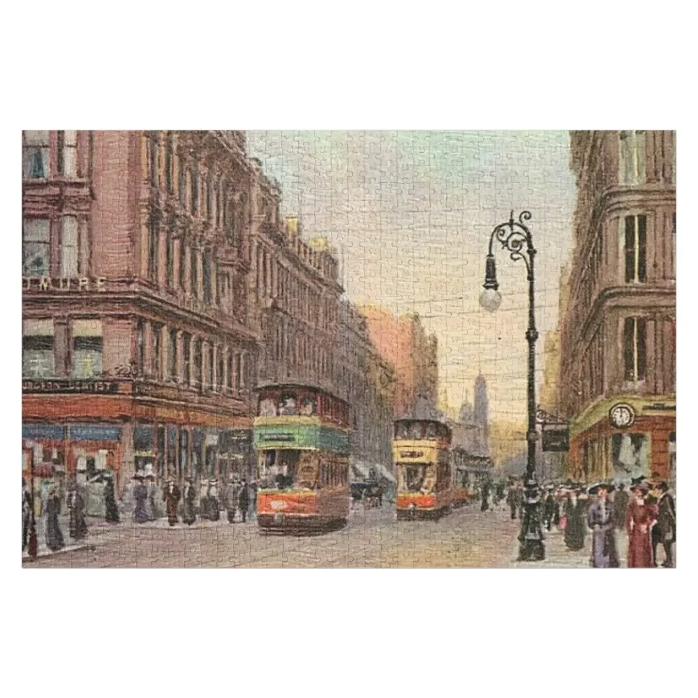 Vintage Illustration of Sauchiehall Street, Glasgow Jigsaw Puzzle Game Children Animal Custom Gifts Puzzle