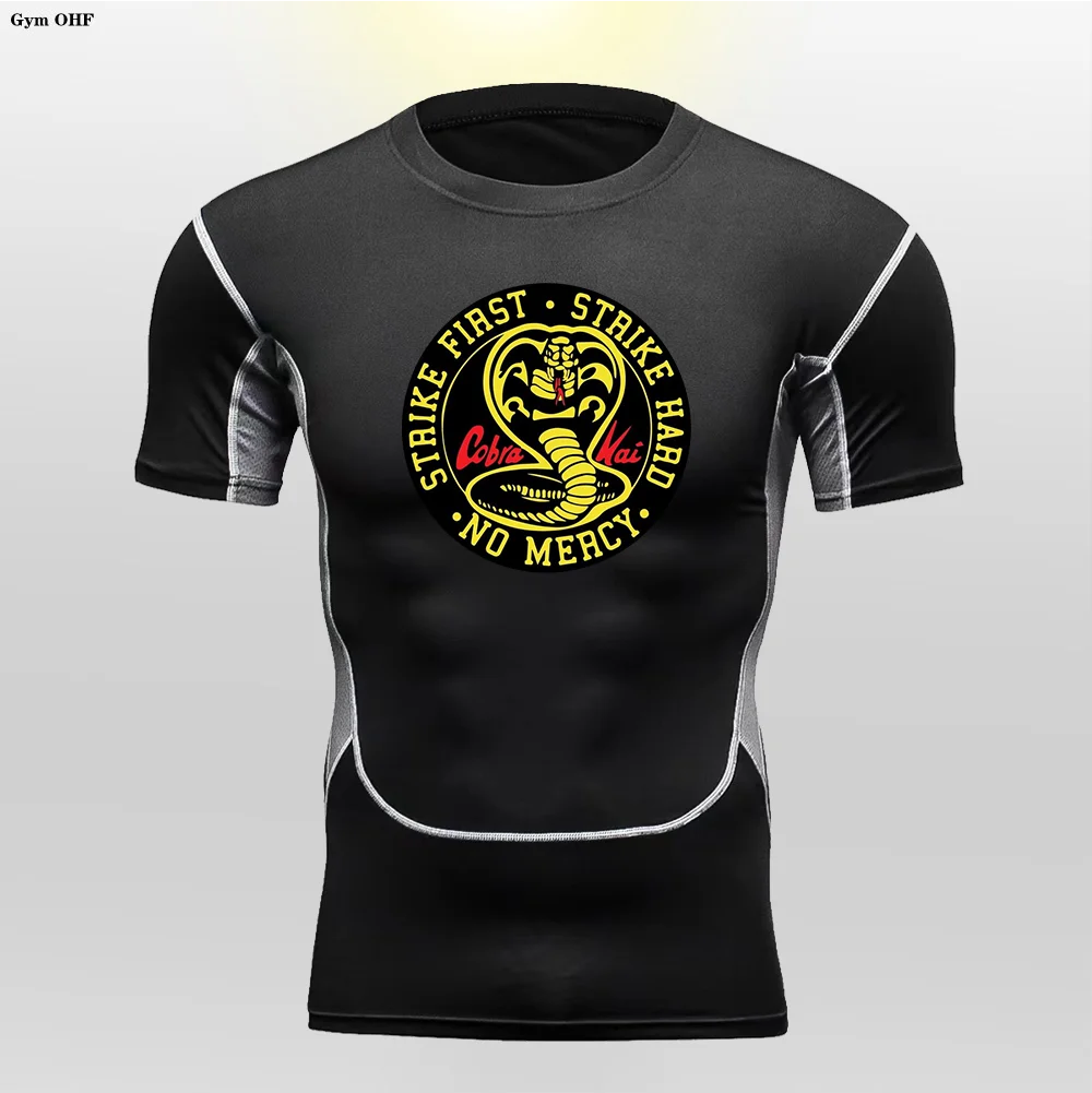 Men's Compression T shirt Gym Fitness Jogging Shirt Sports High Stretch Training Clothes Breathable Men Tight Fitting T shirts