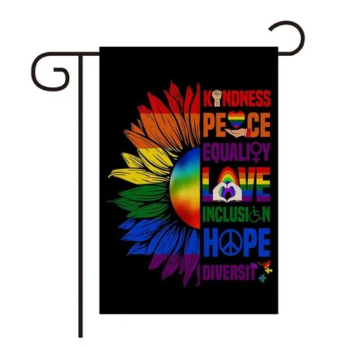 Sunflower Pride Flag Kindness Peace Equality Love Inclusion Hope Diversity Ga... FFLCCE ZZA WWL IIC