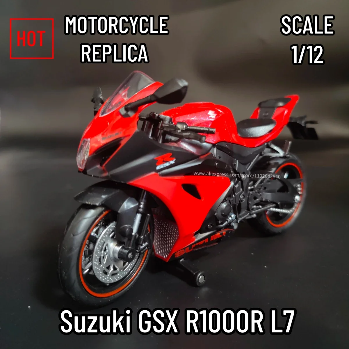 Scale 1/12 Replica Suzuki GSX R1000R L7 Motorcycle Model  Diecast Car Miniature Collection Xmas Gift Kid Boy Toy