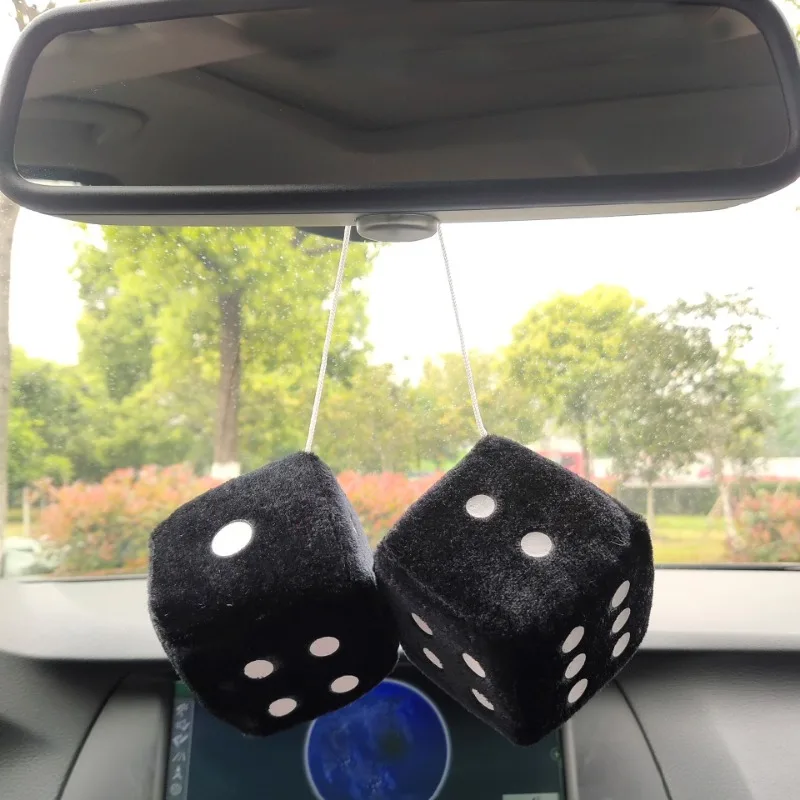 1pairs Novelty Dice Velvet Car Pendant Interior Accessories Cool Auto Decoration New Year Gifts Charms Home