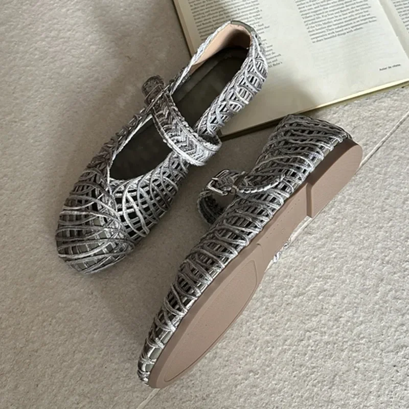 

Aneikeh весенние лаконичные дизайнерские туфли-трость на плоской подошве, женские легкие танцевальные балетки с круглым носком, женская обувь Мэри Джейн на мелкой подошве