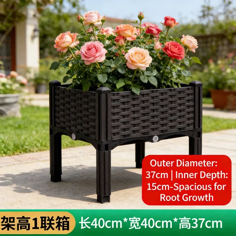 

Большой 40x40x37 см, приподнятый одиночный горшок, сверхмощный пластиковый контейнер для выращивания овощей на открытом воздухе для балкона, сада, поток трав