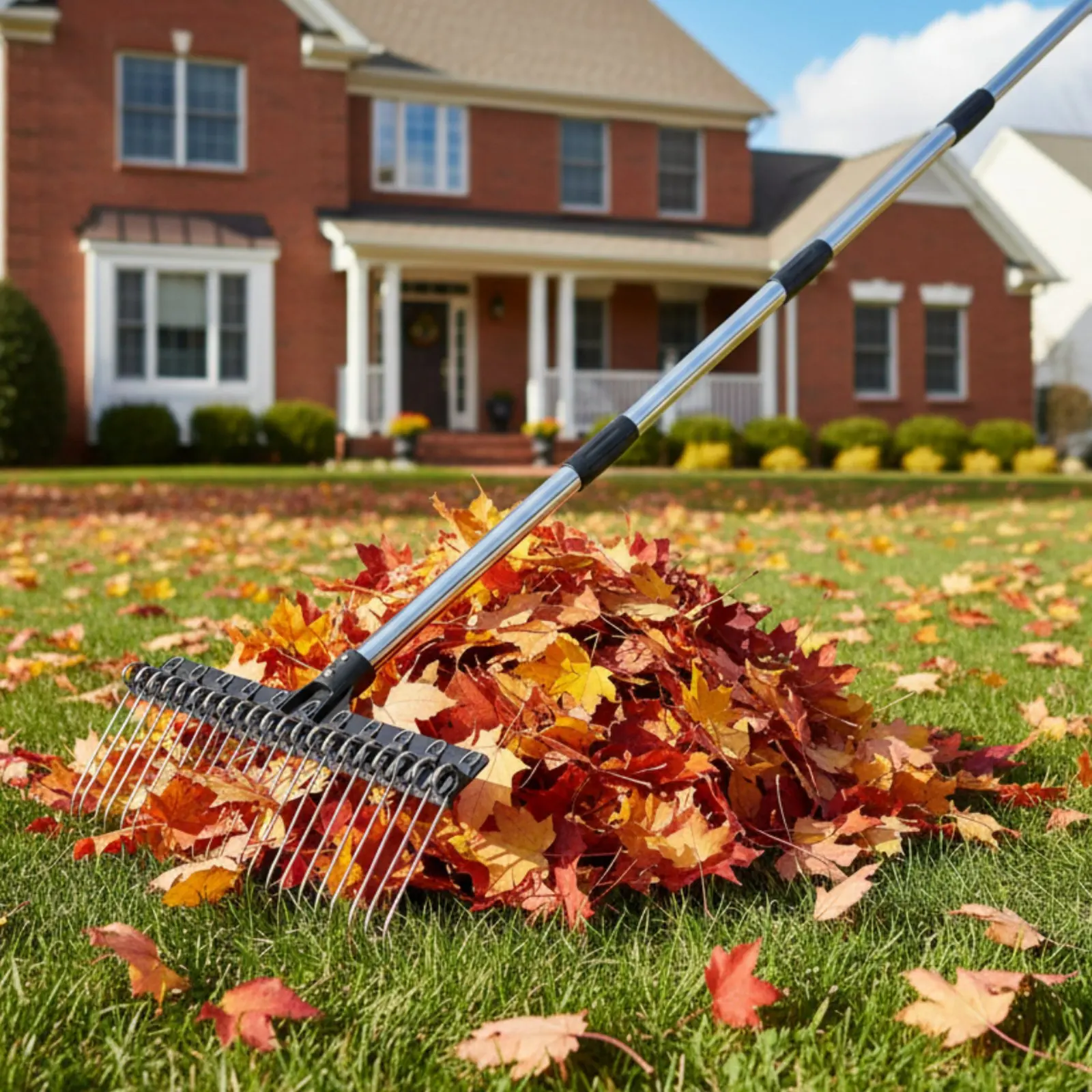 

22 Tine Steel Wire Rake Rust Resistant Sturdy Duty Metal Yard Rake Lightweight Non-Slip Grip