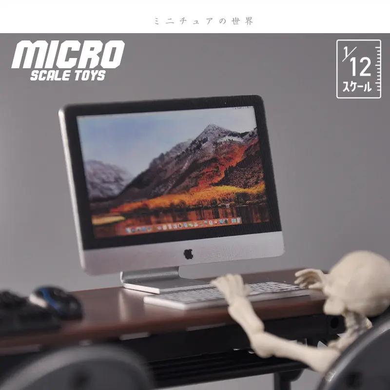 

1:12 Scale Dollhouse Miniature Computer Desktop Set, 3-Piece with LCD Screen Keyboard Mouse for Realistic Diorama Room Decor