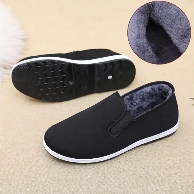 

Утолщенная флисовая подкладка, осенне-зимняя мужская рабочая теплая противоскользящая тканевая обувь для вождения, хлопчатобумажная ткань