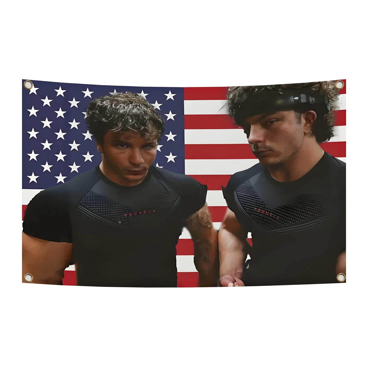 A TRENT TWINS Funny Fitness Twin Flag - Patriotic American Flag Design, Featuring Muscular Athletes, Made of Thick Polyester