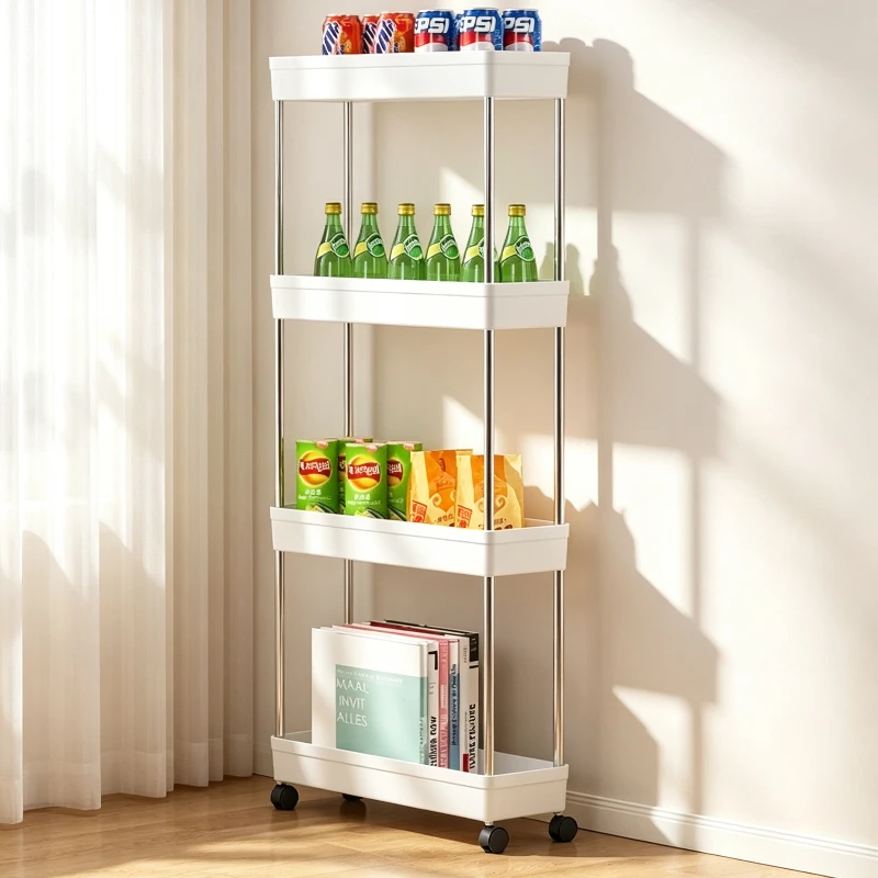 2026 4 Tier Rolling Utility Cart With Wheels Bathroom Storage Organizer Multi-purpose Mobile Rack for Bathroom Kitchen Office