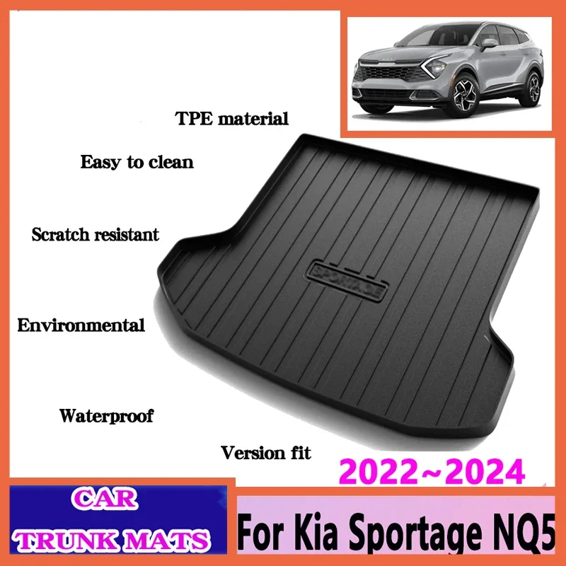 For Kia Sportage 2023 Accessories 2022 2024 NQ5 Car Trunk Mat Easy Clean Waterproof Liner Tray TPE Material Protect Storage Pad