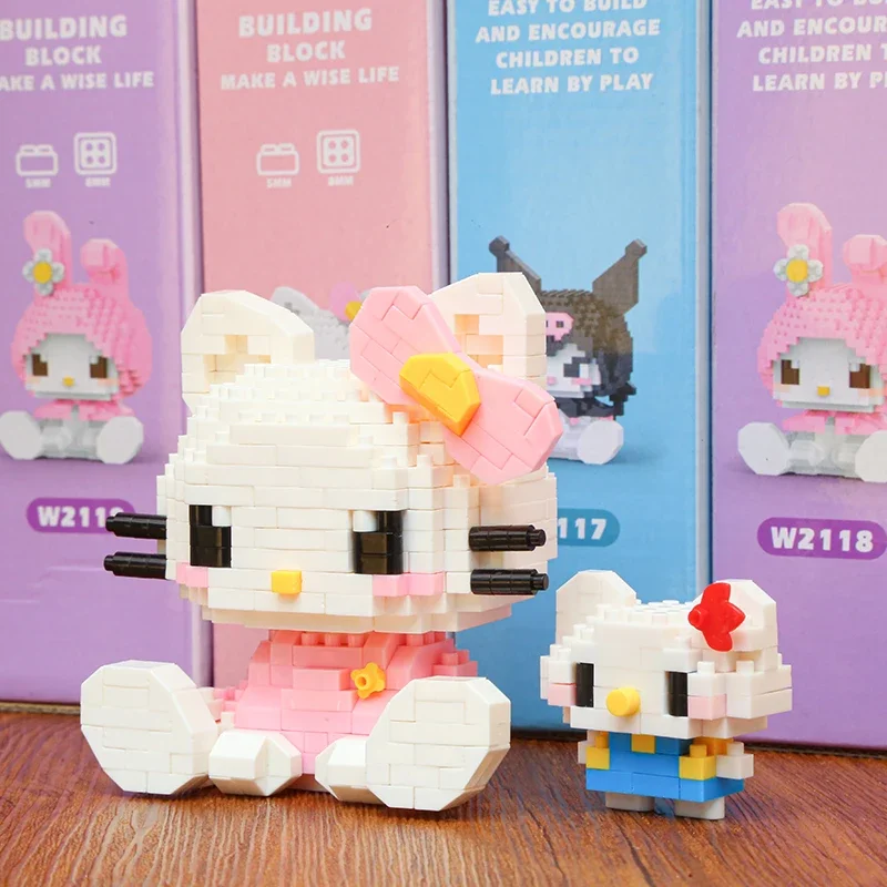 Disney Hello Kitty Kuromi My Melody LinaBell Building Blocks Princess Cartoon Figrues Bricks Children's Assembly Toys Model Gift