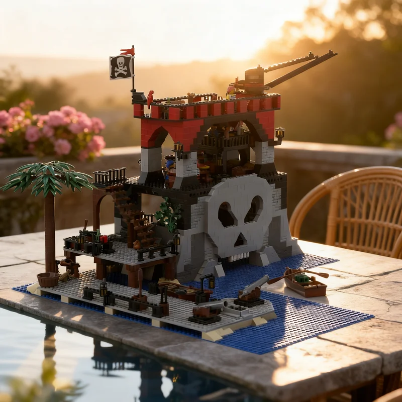 1776pcs MOC Pirates Skull Island Model Building Blocks Construction Assemble DIY Idea Creative Toy Festival Gift Education