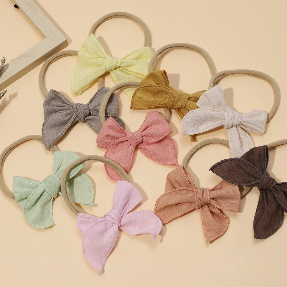 Baby Accessories For Newborn Toddler Kids Baby Girl Boy Headwear Solid Fabric Bow Photography Props Headbands   Nylon Hairband