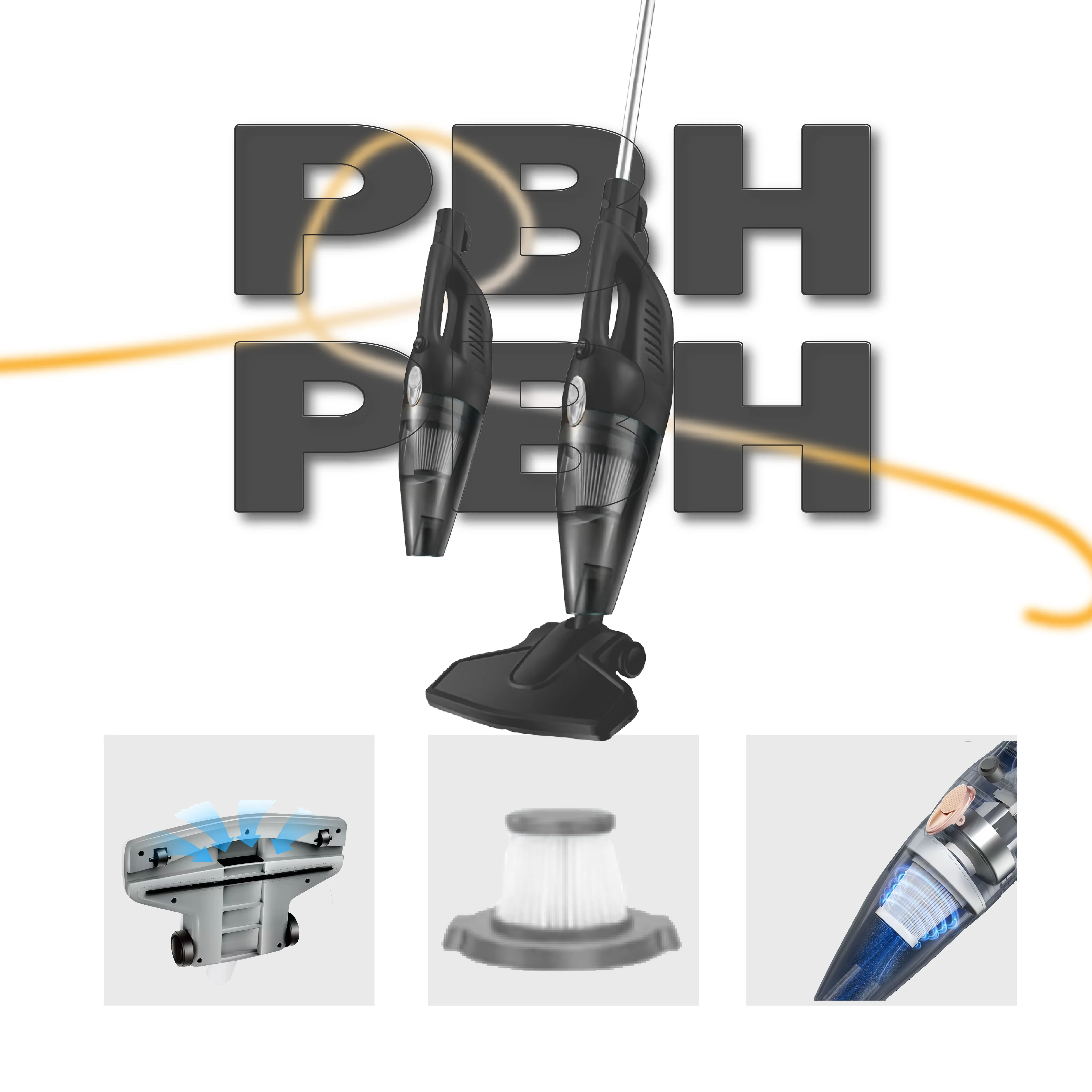 PBHPBH 18000PA مكنسة كهربائية سلكية مضادة للزاوية مكنسة كهربائية للأرضيات الصلبة شعر الحيوانات الأليفة شفط قوي مكنسة كهربائية منخفضة الضوضاء