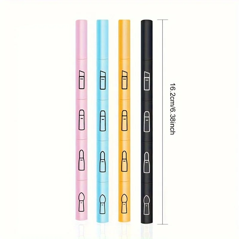 مجموعة فرش 4 في 1 قابلة للفصل والتبديل - كريم أساس من قطعة واحدة، ظلال عيون، كونتور، مجموعة فرش شفاه #4