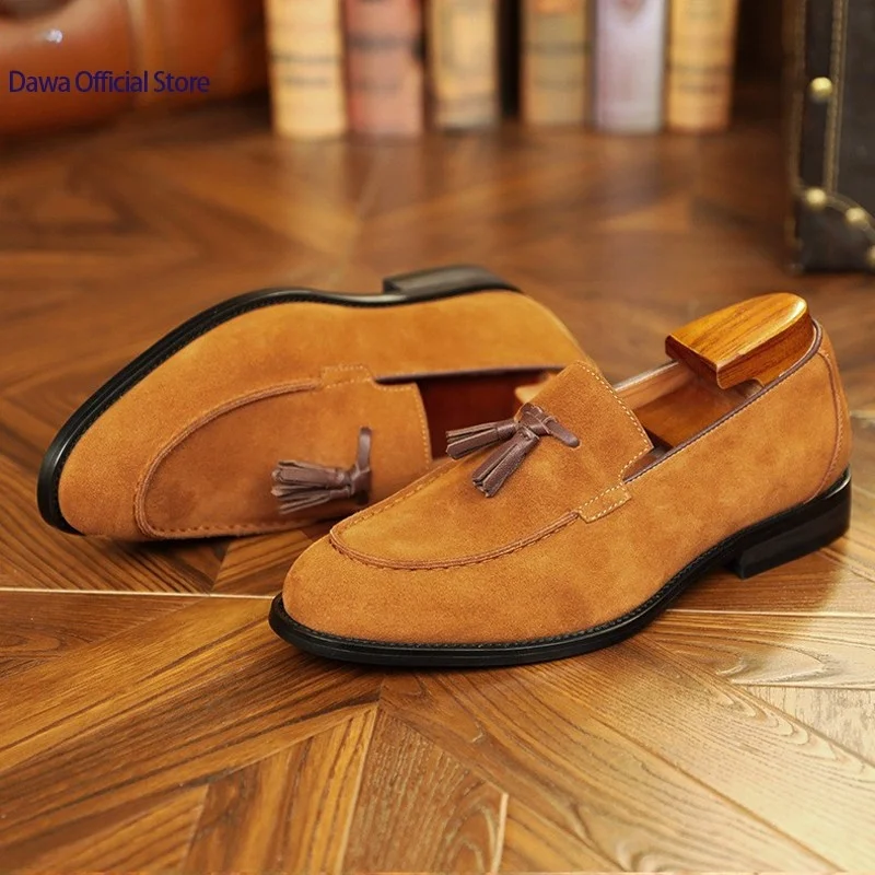

Summer Casual Men's Leather oes Tassel Slip-On Loers Lazy Sle round Toe Rubber Outsole Comfortable Faion Single oes
