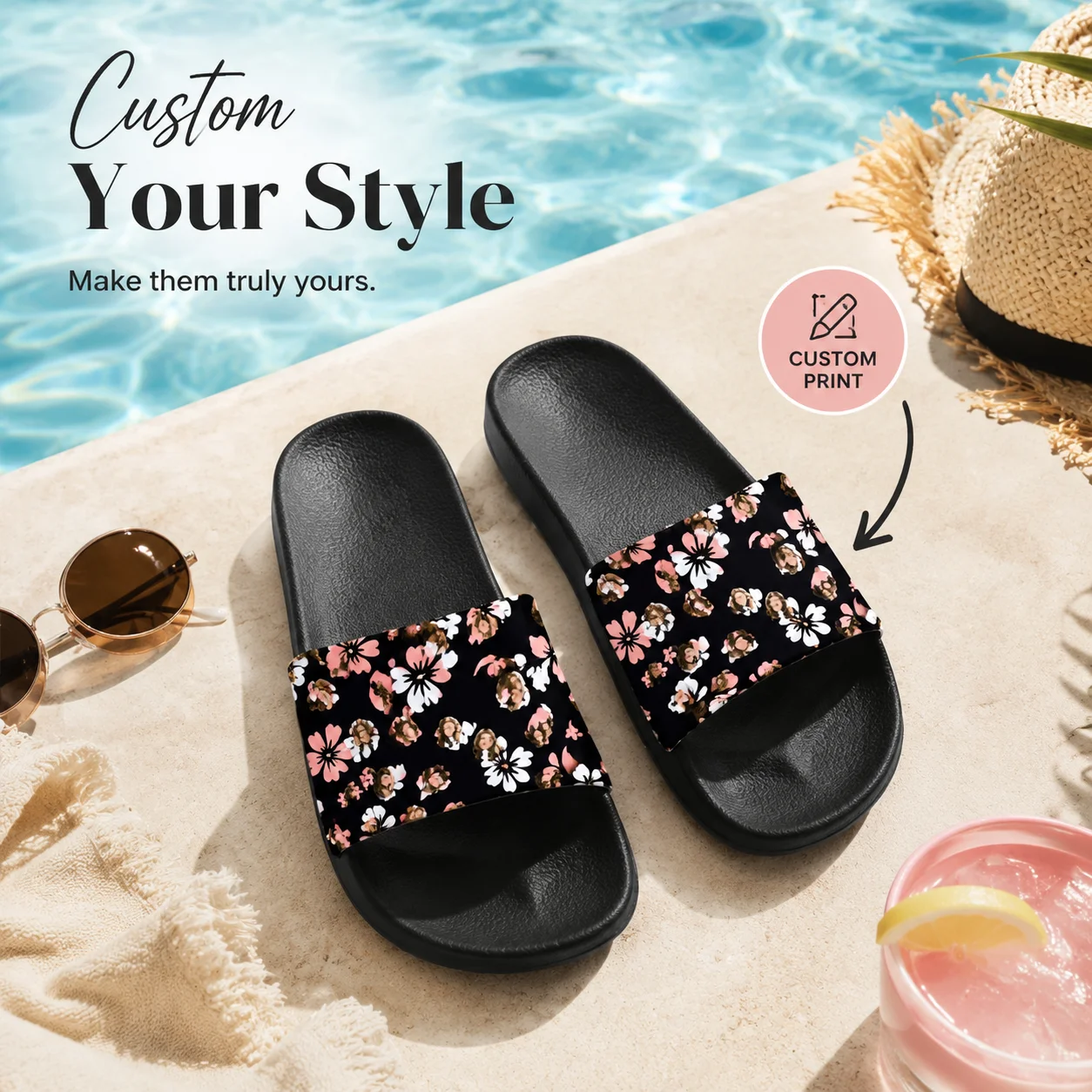 Customized women's slippers Customized text slippers Personalized fun text pictures Customized gifts for family and friends
