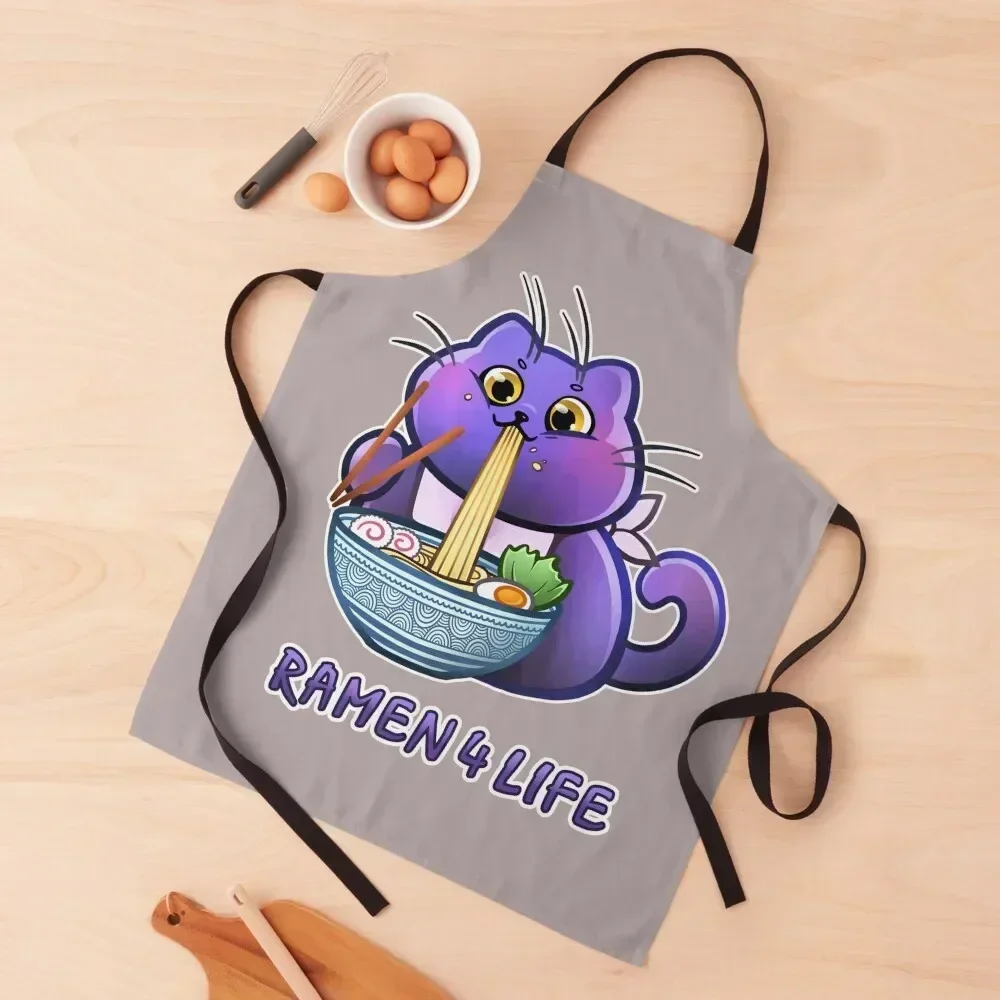 

Ramen Cat - Kawaii Japanese Food Noodles Apron For Women nail tech supplies Women's with personal logo Apron