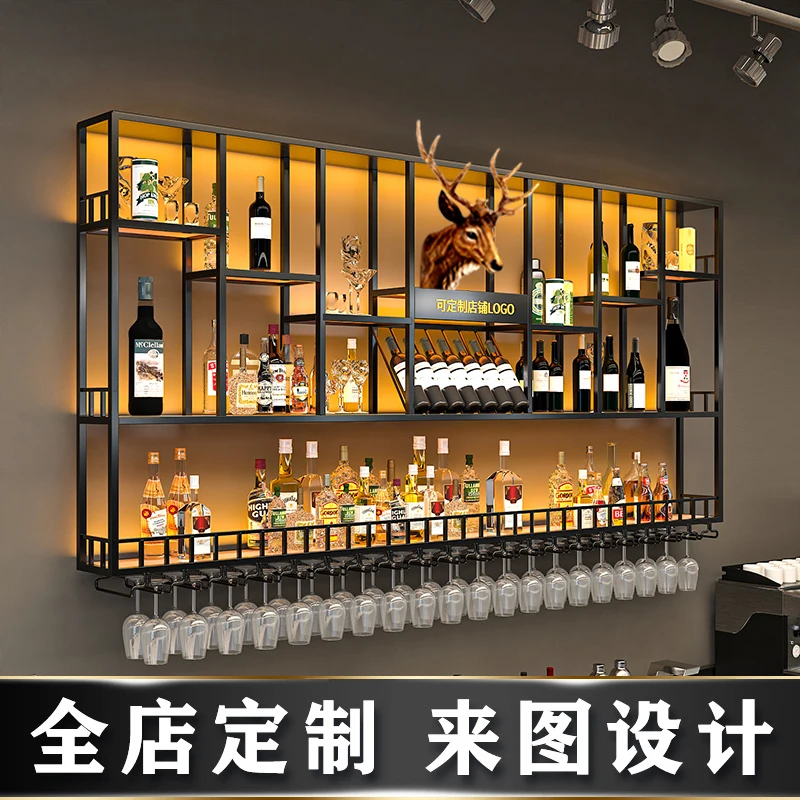 Gold Modern Hanging Wine Rack Wall Display Luxury Large Whisky Holder Wine Rack Cabinet Store Mueble Para Vinos Furniture