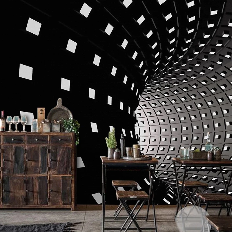 Custom 3D Black White Expand Space Mural Modern Fashion Bedroom WallPaper Living room sofa TV background wall restaurant Hotel