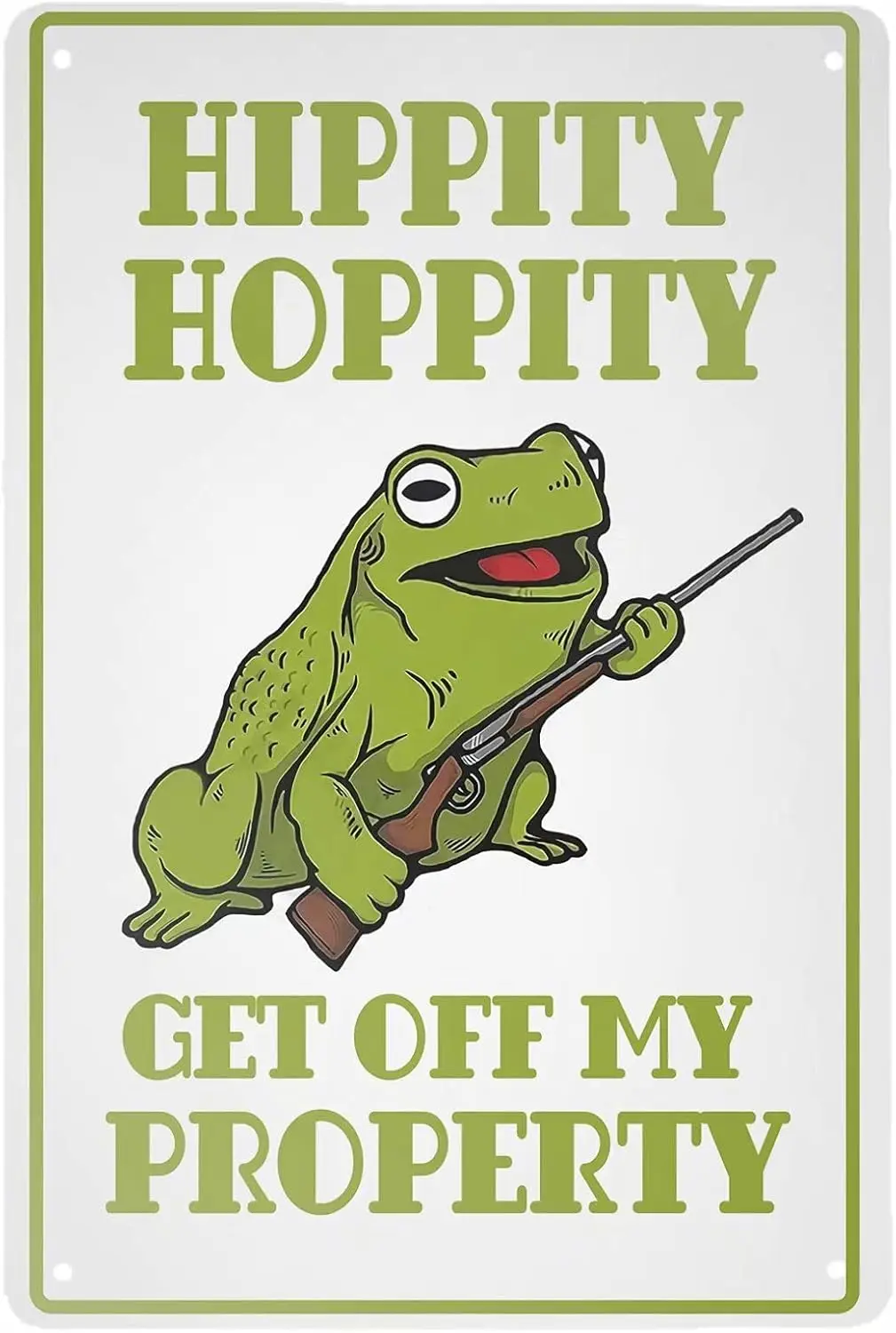 HERYNLRN Metal Tin Sign Vintage Style Hippity Hoppity Get Off My Property Frog No Tresspassing Metal Sign Home Bar Decor Cafe Ba