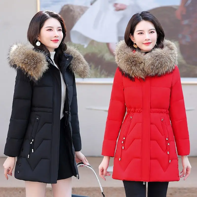 

2024 Winter Women 90% White Duck Down Jacket Long Thick Female Warm Slim Fitting Fur Collar Overcoat Clothes Ｘ3