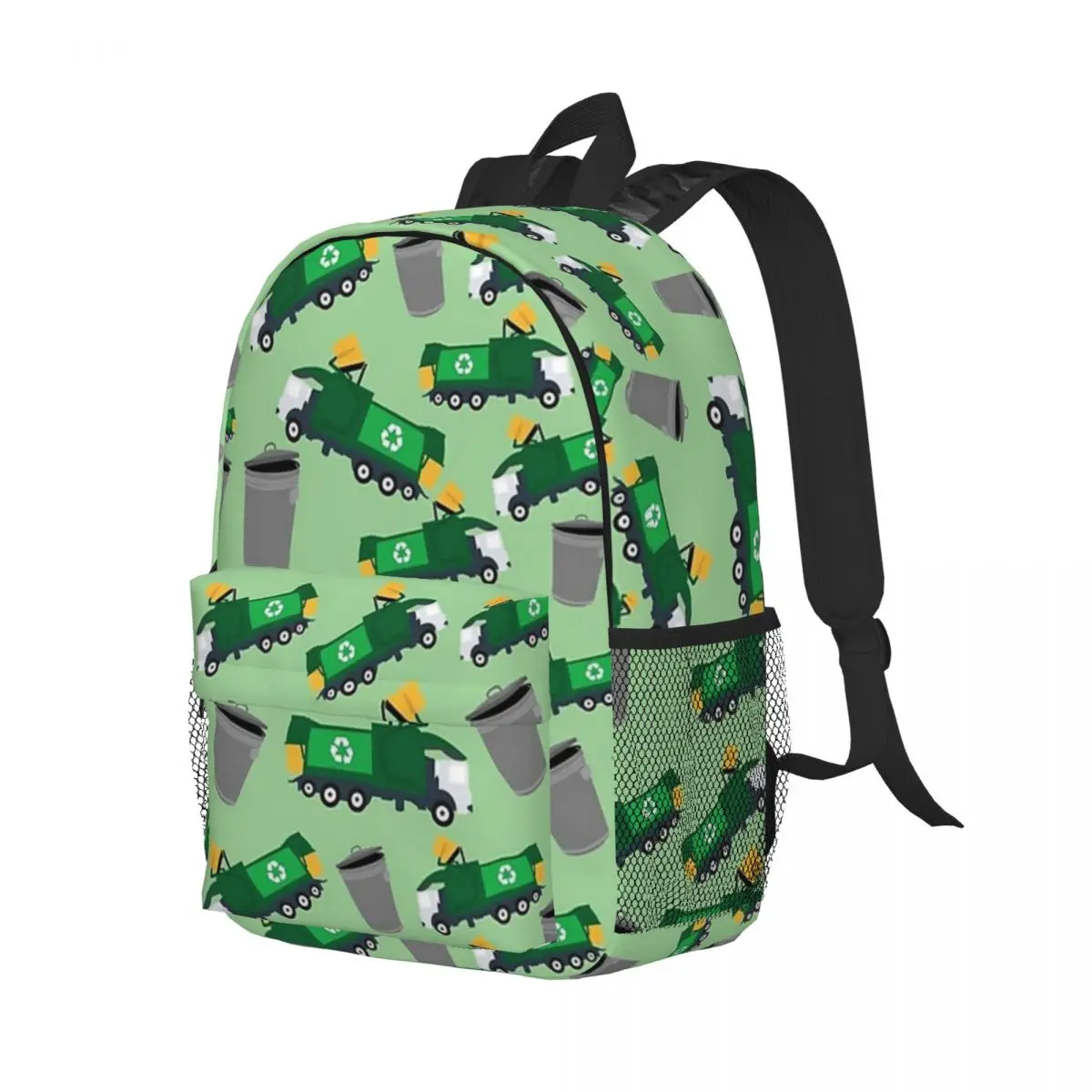 Mochilas con patrón de camión de basura de reciclaje para niños y niñas, mochila escolar informal para niños, bolsa de hombro para computadora portátil