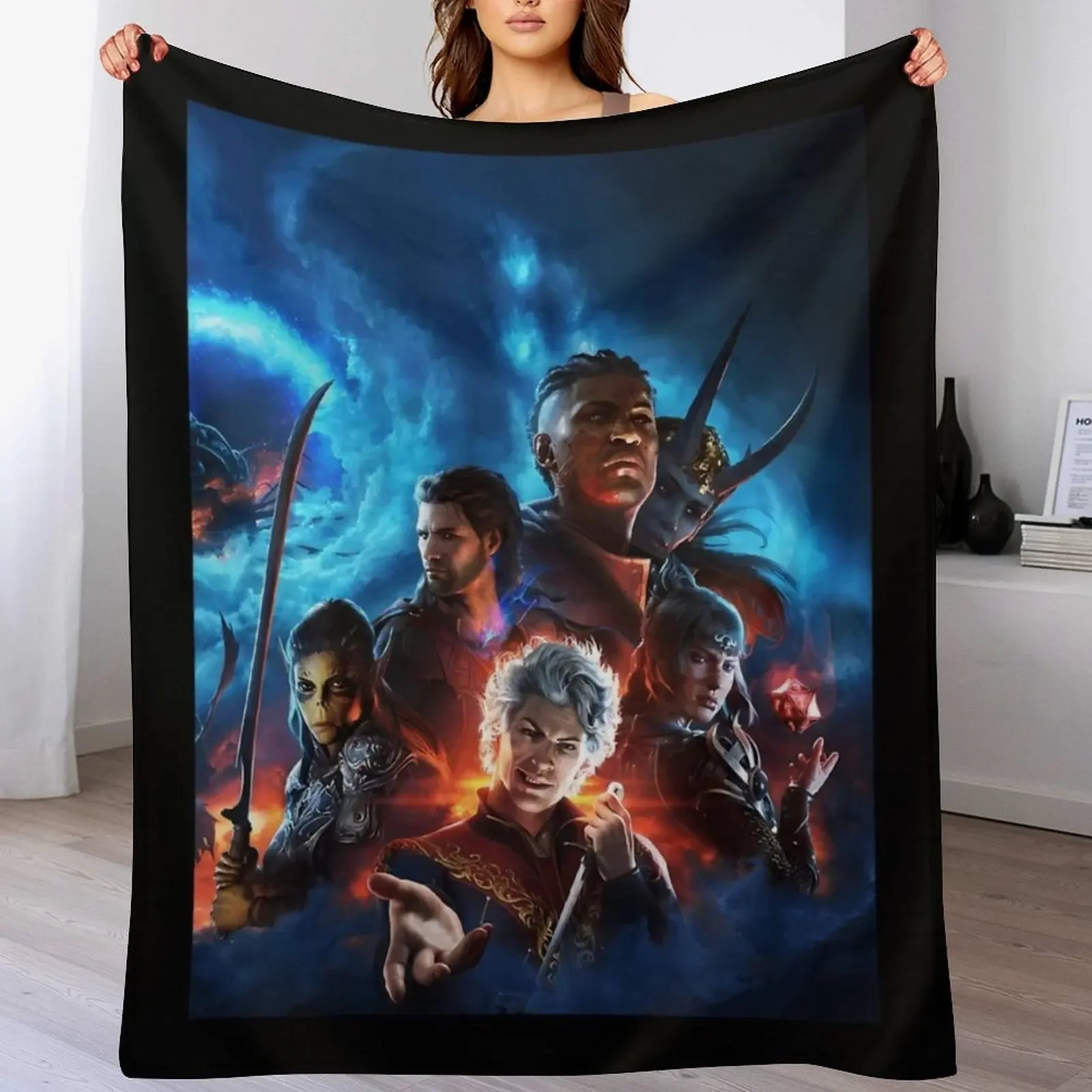 

Balders Gate 3 Characters Throw Blanket Cozy Home Blanket Gift for Christmas Holiday