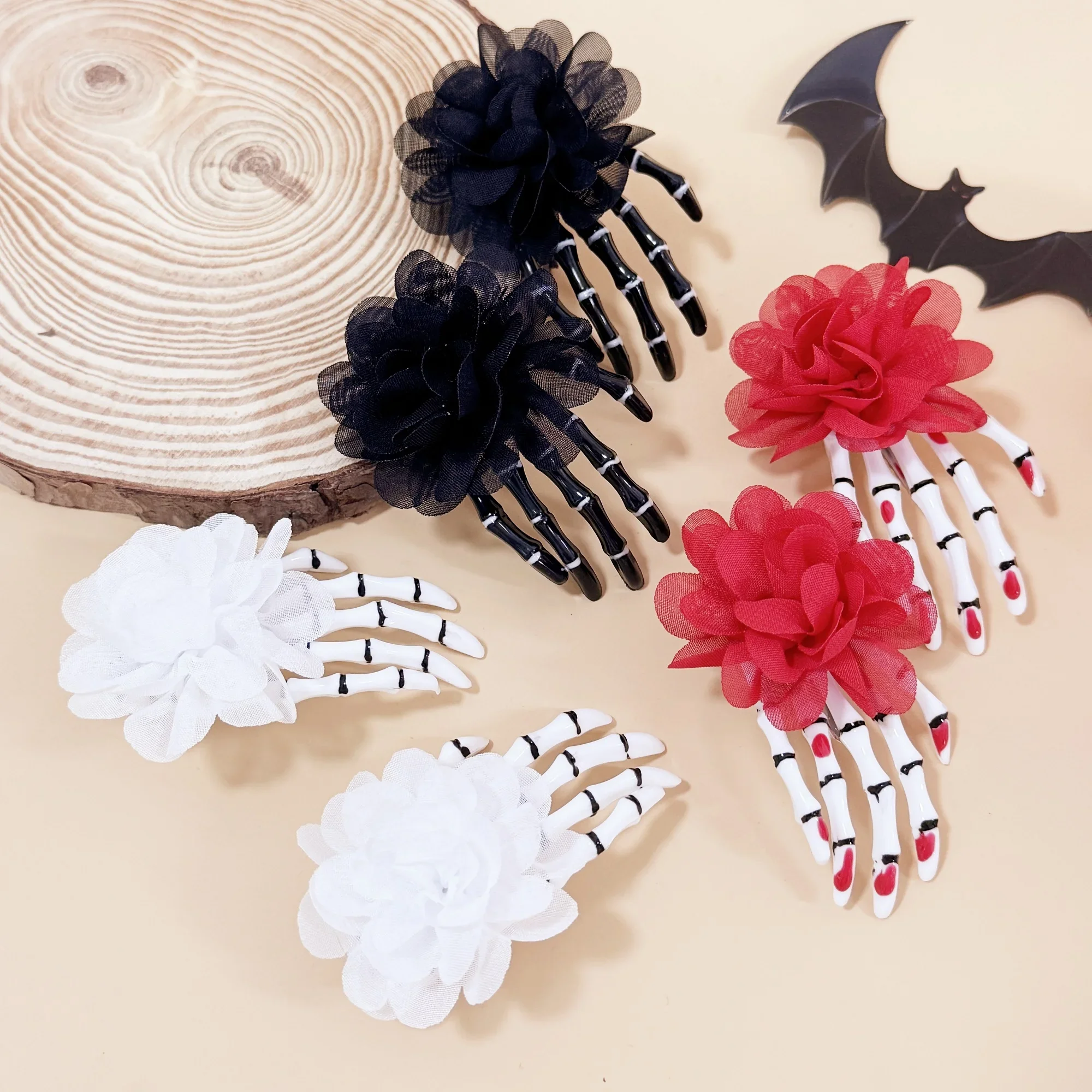 

2/6 шт., креативная заколка для волос со скелетом для женщин и девочек, заколка для волос с цветком в готическом стиле, заколки на Хэллоуин, вечерние аксессуары для волос