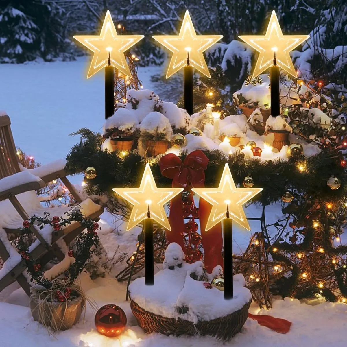 5 قطعة/الحزمة LED عيد الميلاد أضواء حصة الشمسية في الهواء الطلق مقاوم للماء أضواء المسار لحديقة الحديقة عطلة حفلة مسار فناء ديكور