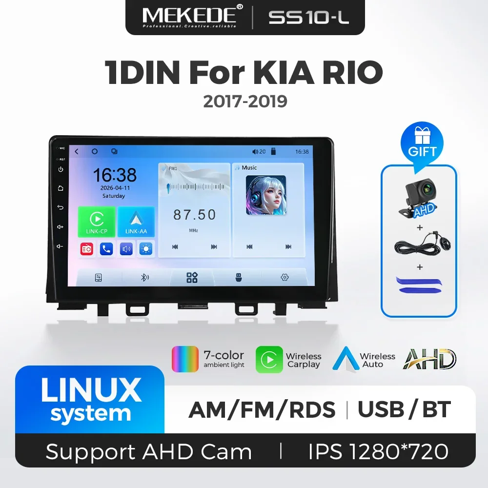 Linux System Car Radio Stereo For Kia Rio Stonic YB 2016-2023 IPS 1280*720 Wireless Carplay AHD FM BT RDS Car Multimedia Player