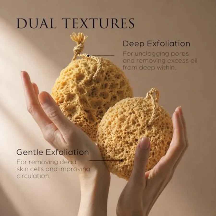Spongentle Loofah Sponge for Shower and Bathing, Bath Sponge with Dual Texture, Shower Pouf for Gentle and Deep Exfoliation, La view 2