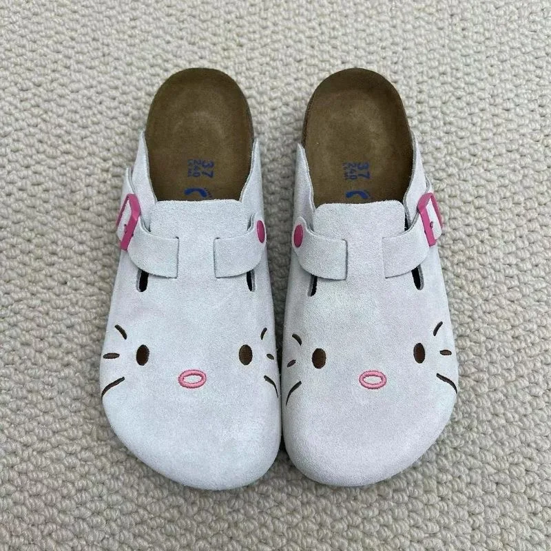 Sanrio Original Hello Kitty Cute Platform Baotou Slippers Women Spring Autumn New Womens Shoes 2025 New Street Style Lazy Shoes